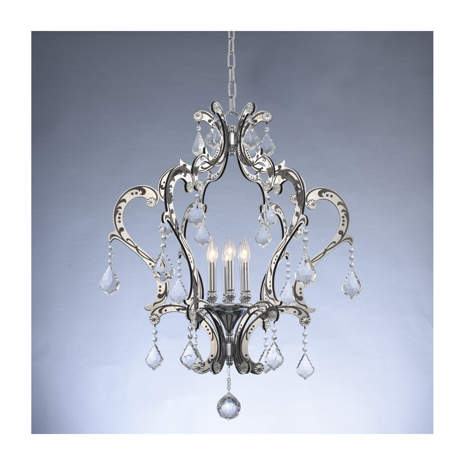 Argento 6 LT Polished Stainless Steel and Matte Black/Clear Pendant Allegri