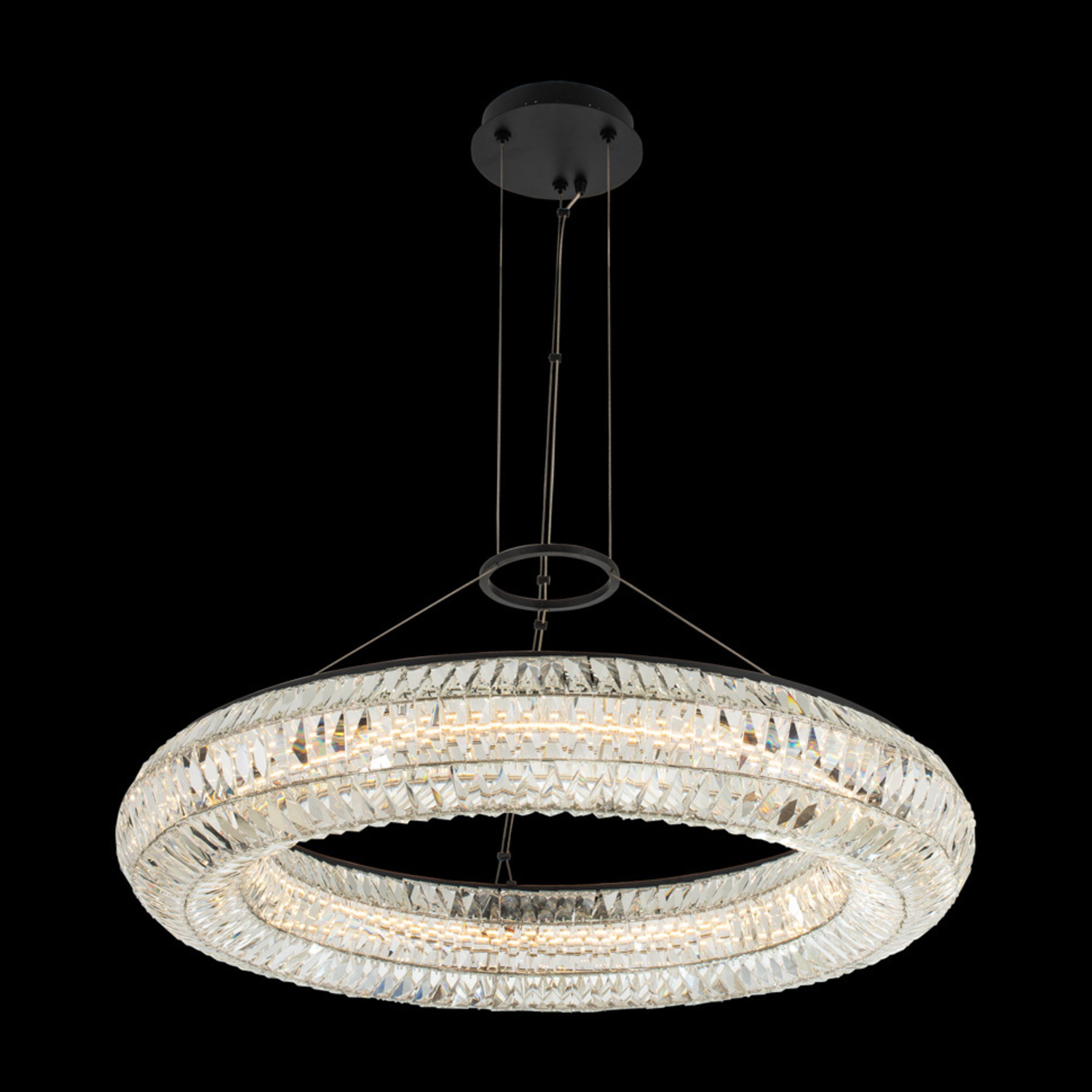 Tamburo 1 LT Matte Black (fluorocarbon)/Clear Chandelier Allegri