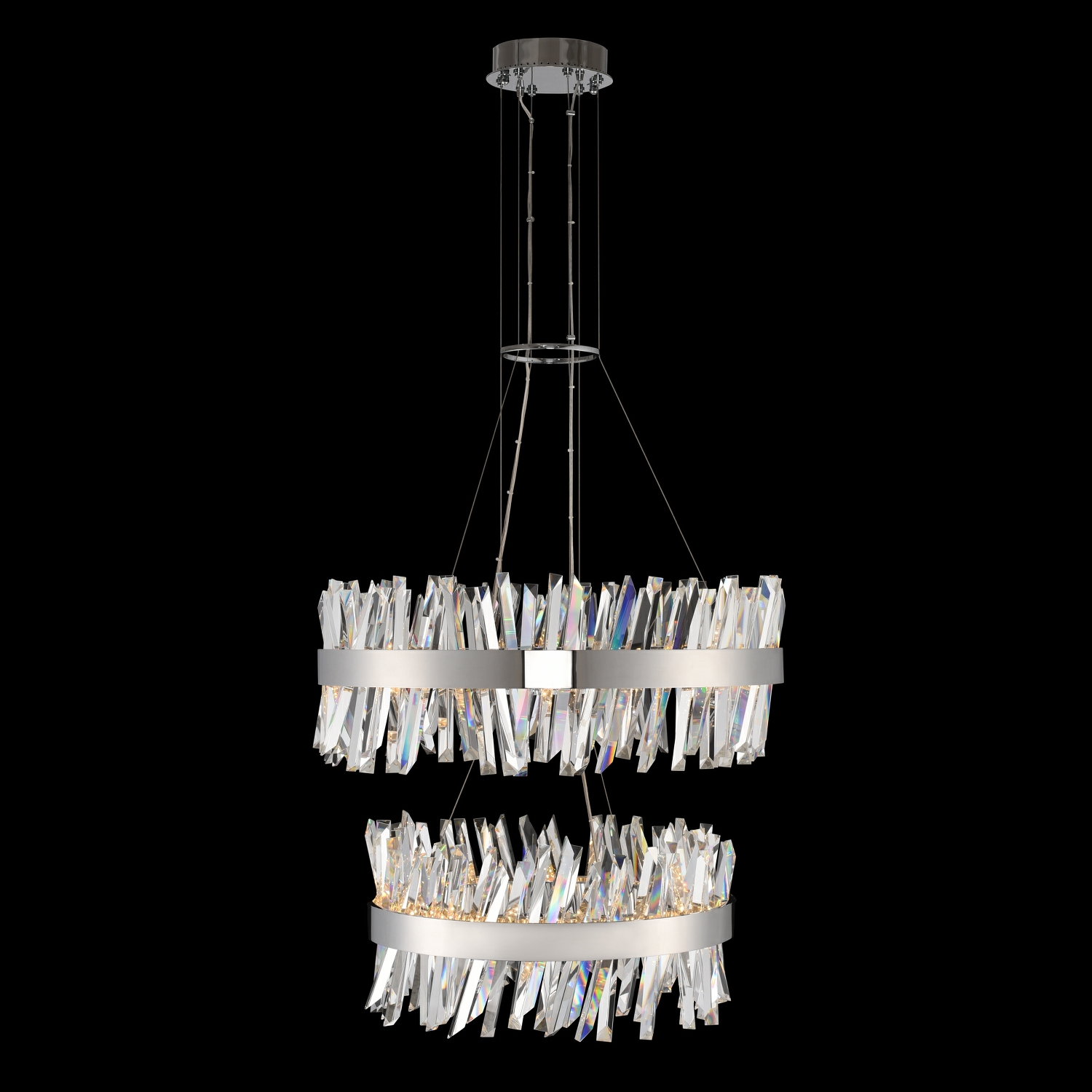 Glacier 32-in 2 Light LED Chrome Tiered Chandelier
